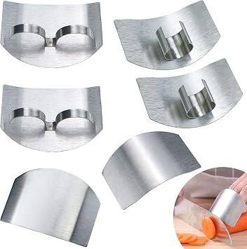 6 Pcs Stainless Steel Finger Guard Knife Finger Ring Kitchen Finger Protector Cutting Protector for Kitchen Slicing Dicing Chopping 2 Styles
