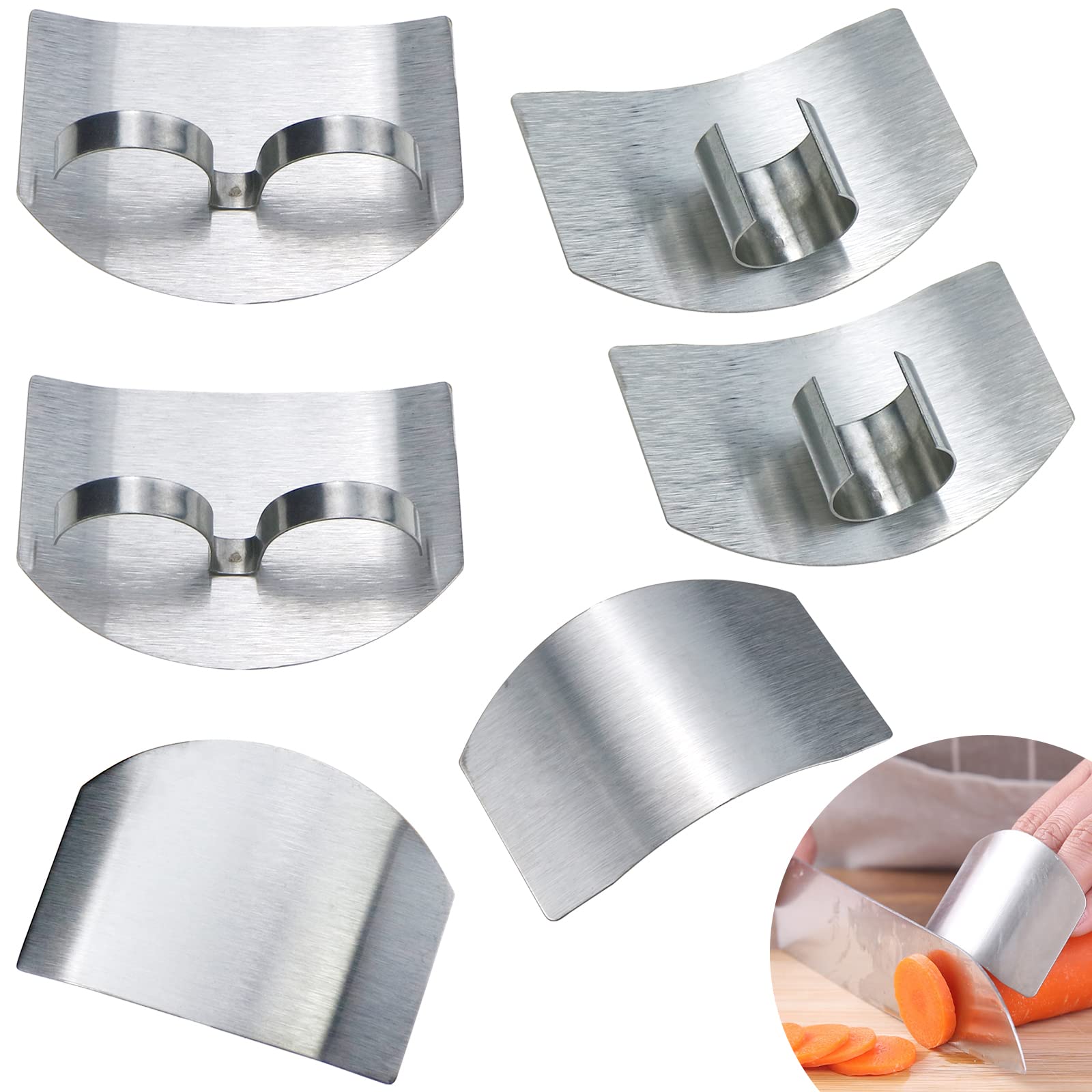 6 Pcs Stainless Steel Finger Guard Knife Finger Ring Kitchen Finger Protector Cutting Protector for Kitchen Slicing Dicing Chopping (2 Styles)