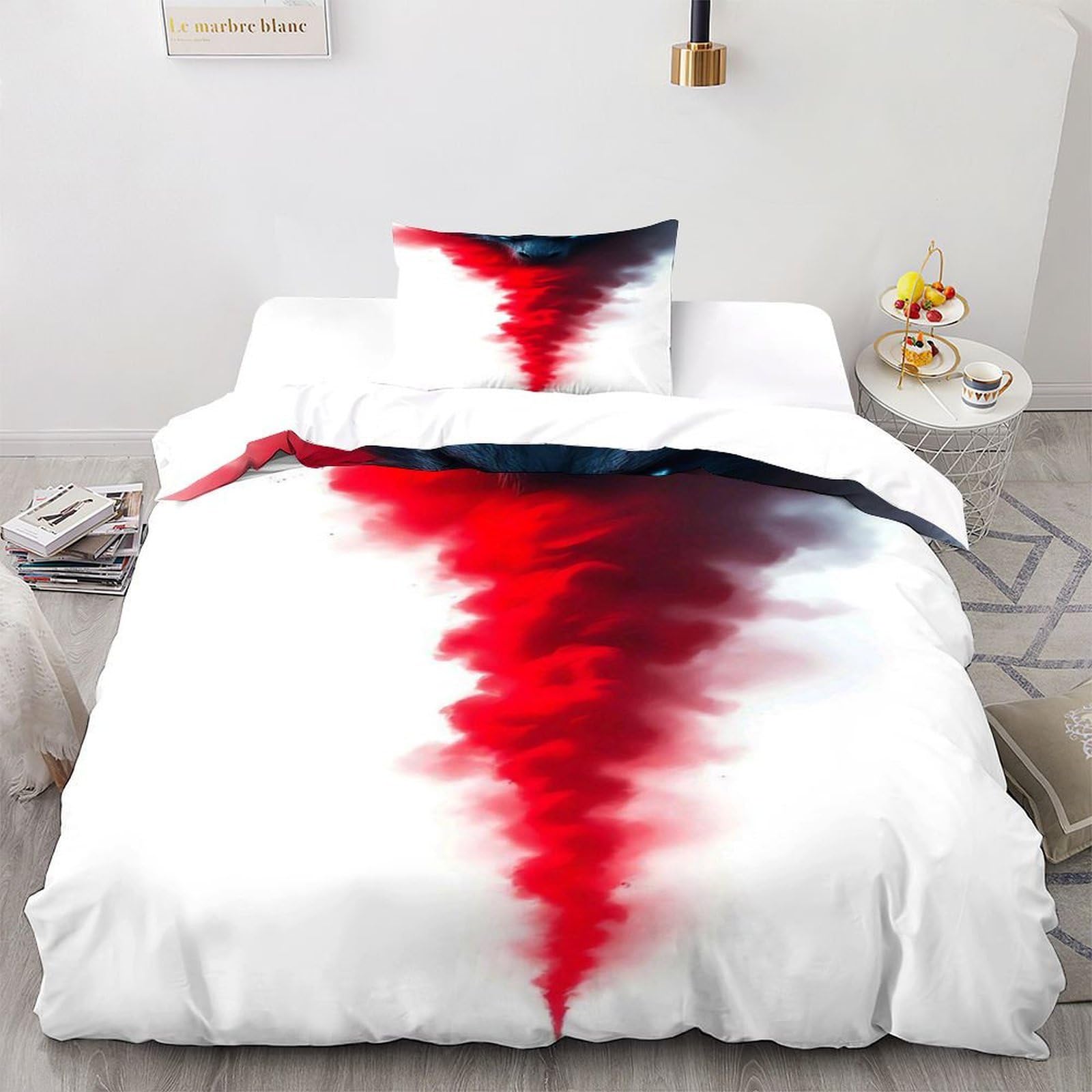 Housse de couette dragon rouge gothique 135x200cm avec sa taie