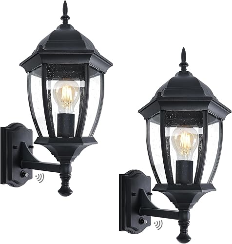 GOALPLUS Lámparas de pared para exteriores del atardecer al amanecer, 17.3 pulgadas, luces exteriores de porche con montaje en pared, paquete de 2