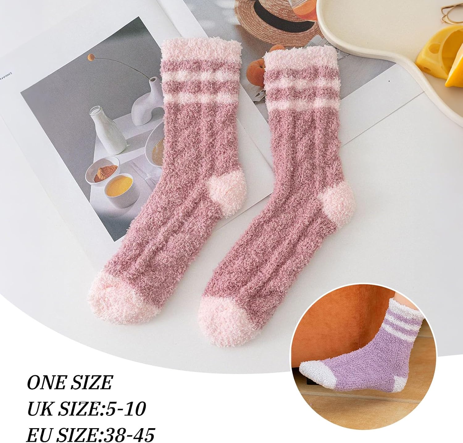 flintronic Fluffy Sock for Women,Soft Thermal Cozy Socks, Winter Warm Socks, for Slipper, Bed, Home, Sleeping image 2