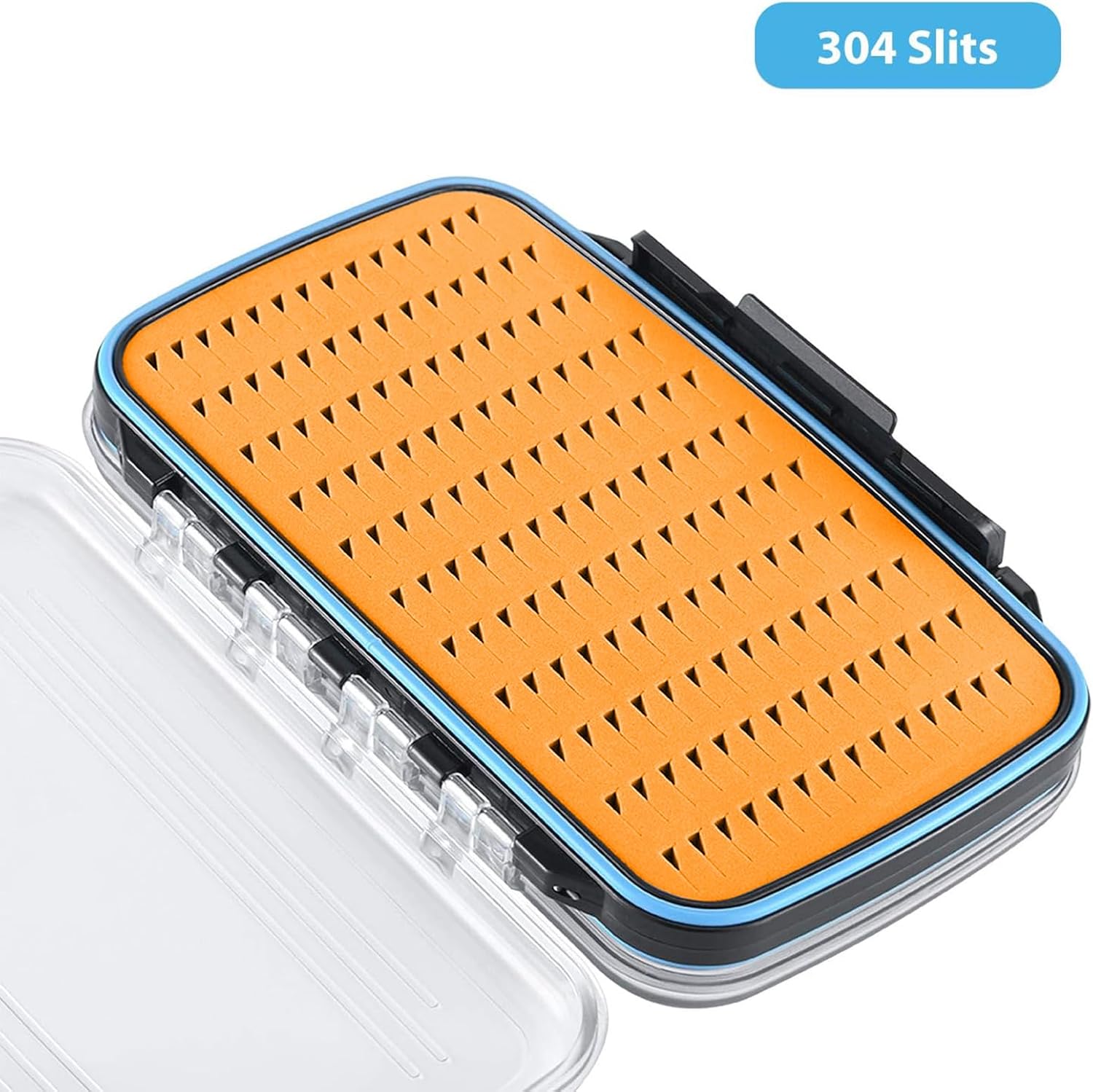 Gonex Fly Boxes for Fly Fishing Jig Boxes Two-Sided Waterproof Lightweight Fly Fishing Box Easy Grip Transparent Lid Fly Fishing Lures Box Sizes A+B+C, Orange