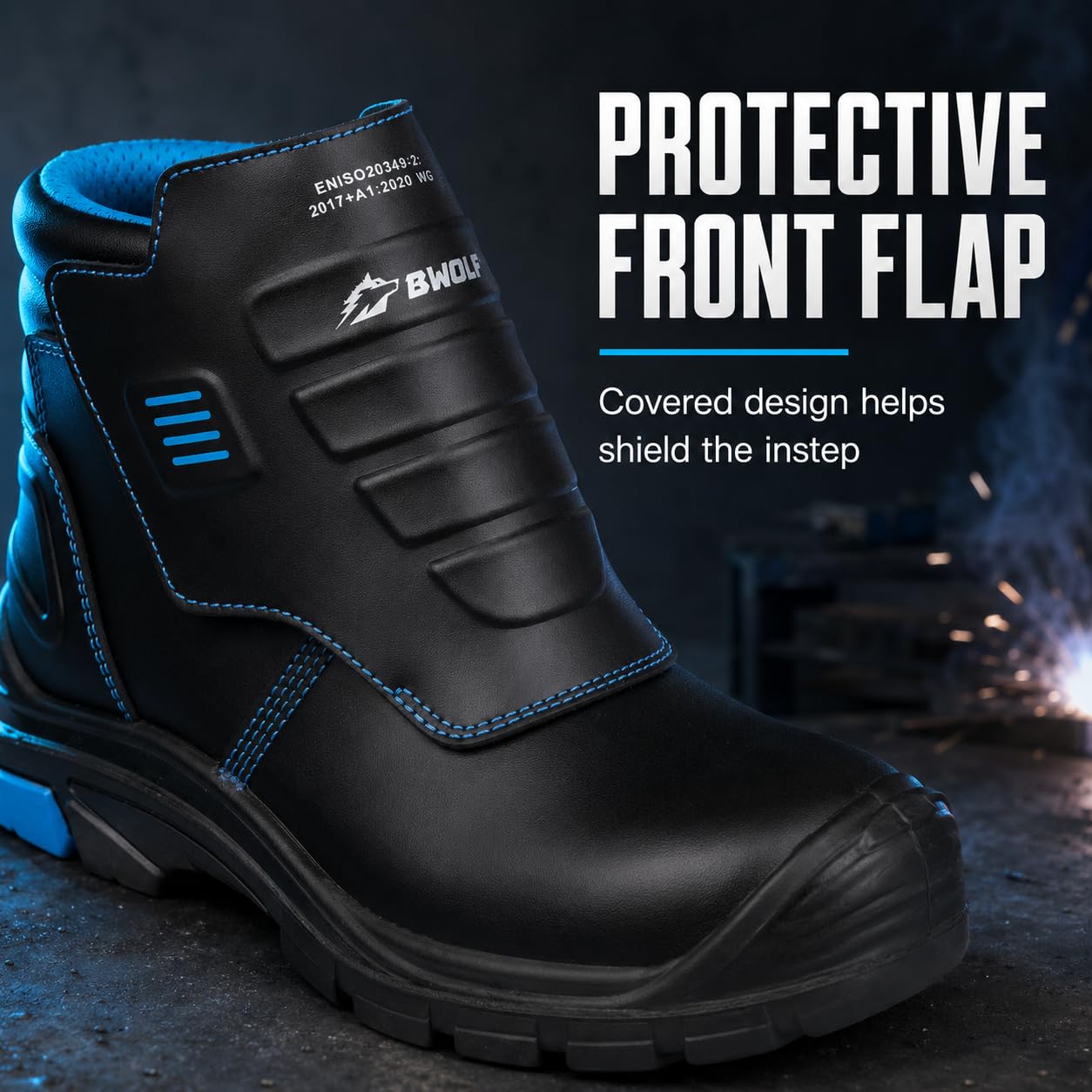 BWOLF Welder Pro HI S3 - Scarpe da lavoro resistenti al fuoco, suola antiscivolo in PU/gomma, pelle resistente al calore