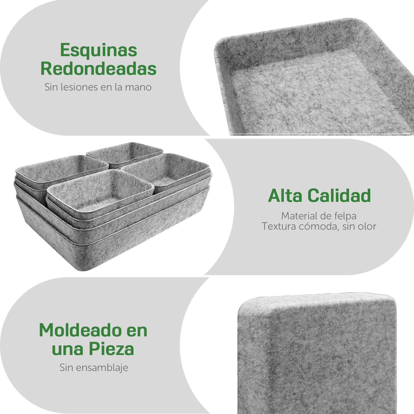 Captainfive organizador de cajones 20 piezas cajas apilables de fieltro para escritorio armario