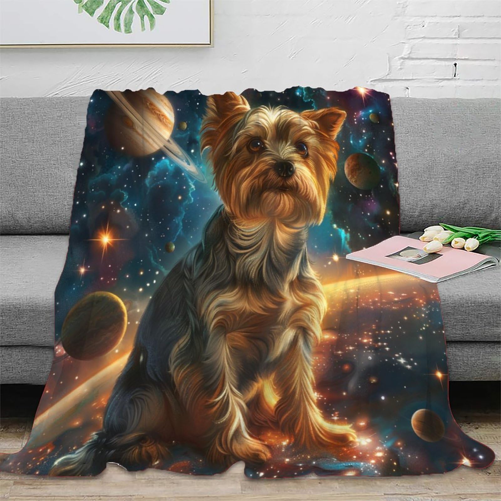 Couverture Terrier du Yorkshire, le cadeau de Noël idéal en peluche douce pour garçons et filles