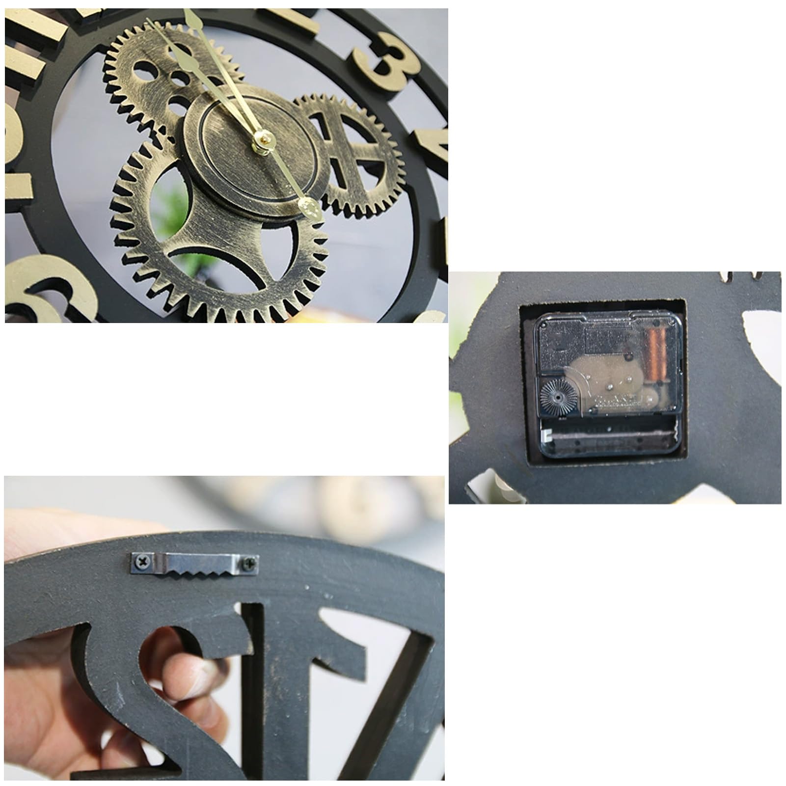 Reloj de Pared Retro Americano con Engranajes Antiguos, Reloj Creativo de Madera, Reloj de Pared de Estilo Industrial, Reloj de Pared para Bar y Restaurante