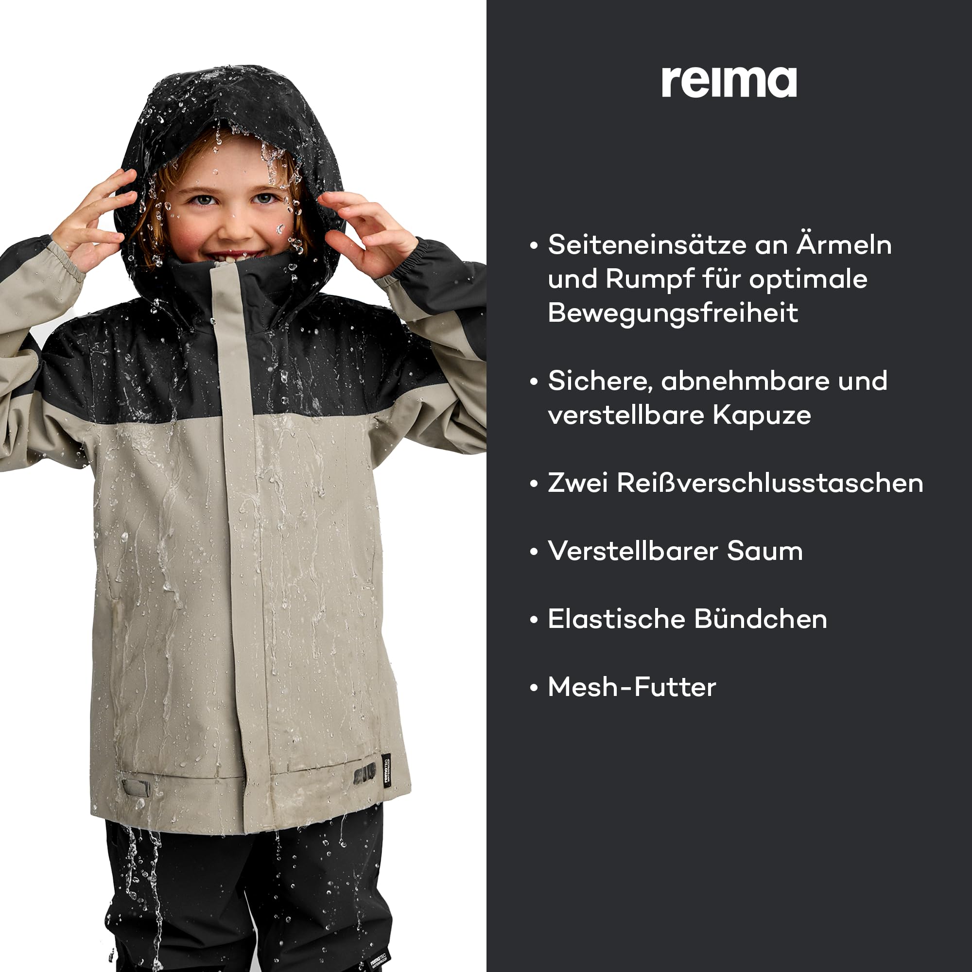 Reima - ReimaTec Salmi wasserdichte Regenjacke für Kinder - Leichte Übergangsjacke für Jungen und Mädchen mit 10.000 mm Schutz, atmungsaktives, winddichtes Material