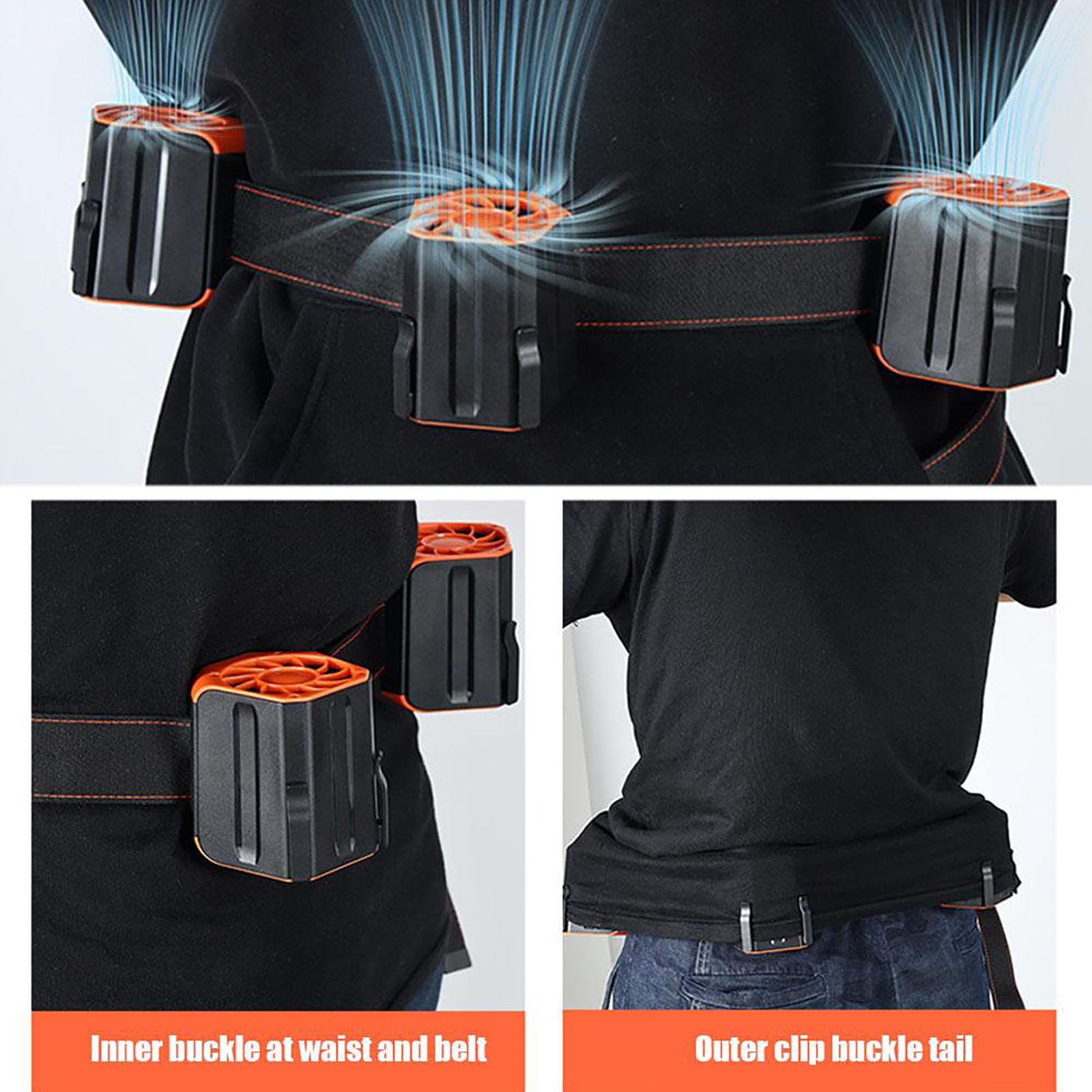 Amazon.co.jp: ウェアラブル 腰掛け 扇風機 ベルト付き 3 ヘッド