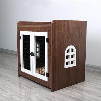 wooden fashion pet cage woody circle interior small dog cage with roof sturdy woody circle dog house shiba dog rectangle decorative wooden pet house end side table spacious dog house movable furniture