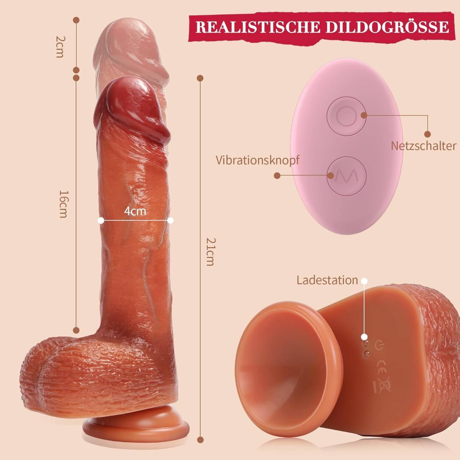 HIVEFUN Gode XXL Réaliste Large Sex Toýs Femme, Vibromasseurs Dildo Gode va et Vient électrique avec Fonction Chauffante avec Fonction Choc Gland Rotatif à 360°, Sextoy Godes Femme Vibrant Point G