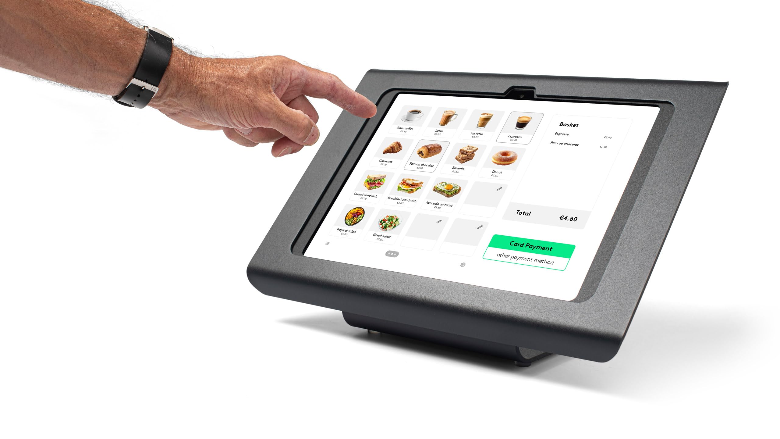 Supporto per tablet con antifurto, in metallo, nero | Compatibile con Samsung Galaxy Tab A9+ (2023) e A11+ (2025) da 11 pollici, per affari, casse, POS e vendita al dettaglio