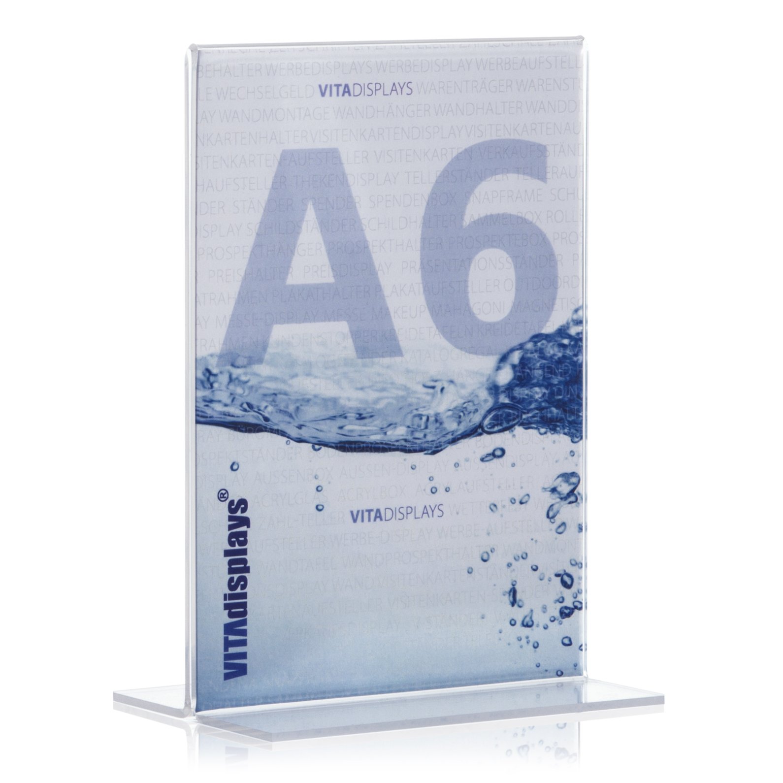 VITAdisplays Confezione da 10 Supporti Pubblicitari DIN A6 in PLEXIGLAS Originale, Trasparente, Lucidato