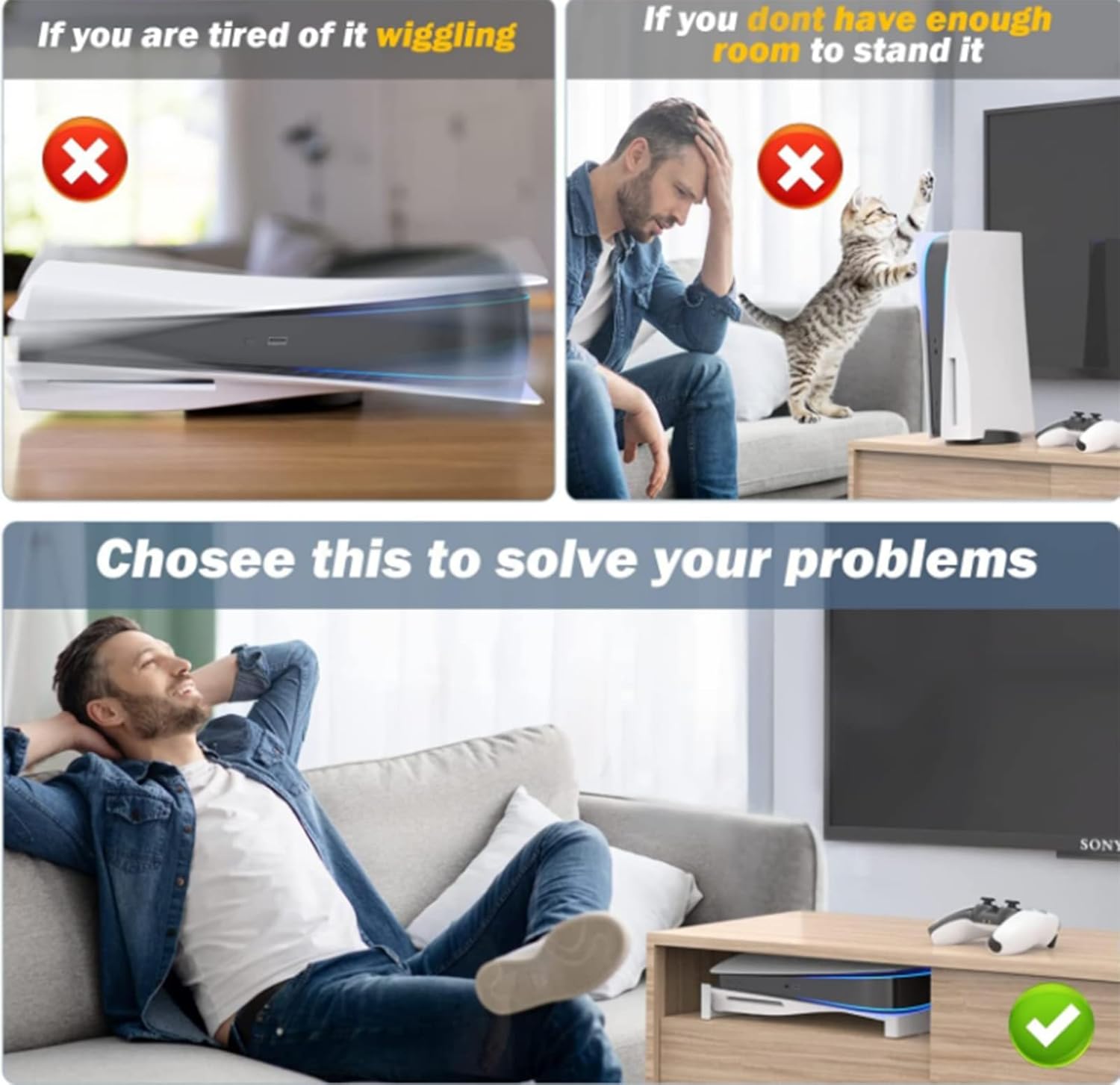 Horizontal Stand Console Flat Stand for PS5 Optical/Digital Console Flat Stand Side Stand for PlayStation 5