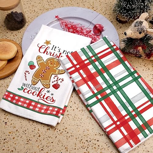 Miniatura 6 de ARKENY AD017 - Juego de 2 paños de cocina de Navidad para decoración de Navidad, 18 x 26 pulgadas, para hombre de jengibre, toalla de mano de
