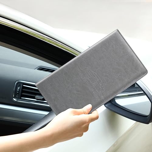 Miniatura 7 de Frienda 2 soportes para tarjetas de registro y seguro de automóvil, de piel sintética, organizador de documentos de licencia de vehículo para