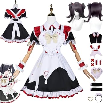 Game Needy Girl Overdose Ame Chan Maid Cosplay Costume Outfit KAngel Uniform Dresses Full Set Halloween Party Carnival Dress Up Suit with Wig Headdress for Women
