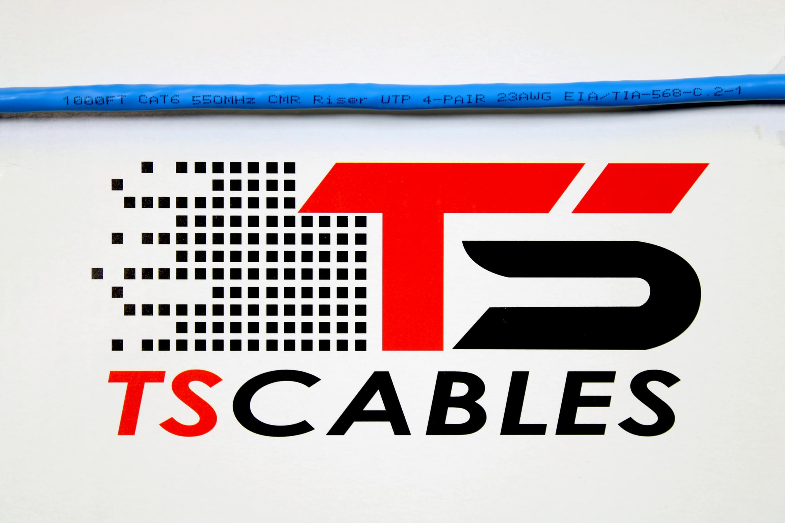 TSCables Cat6 Riser (CMR) Bulk Ethernet-Kabel, 23 AWG, massives blankes Kupfer, 550 MHz, PoE++ (4PPoE), Hochleistungs-Netzwerkkabel, ungeschirmtes Twisted Pair (UTP), Blau