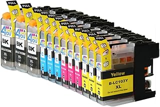 12 Pack - Compatible Ink Cartridges for Brother LC-103 LC-101 LC-103XL LC-103BK LC-103C LC-103M LC-103Y Inkjet Cartridge Compatible With Brother DCP-J152W MFC-J245 MFC-J285DW MFC-J4310DW MFC-J4410DW MFC-J450DW MFC-J4510DW MFC-J4610DW MFC-J470DW