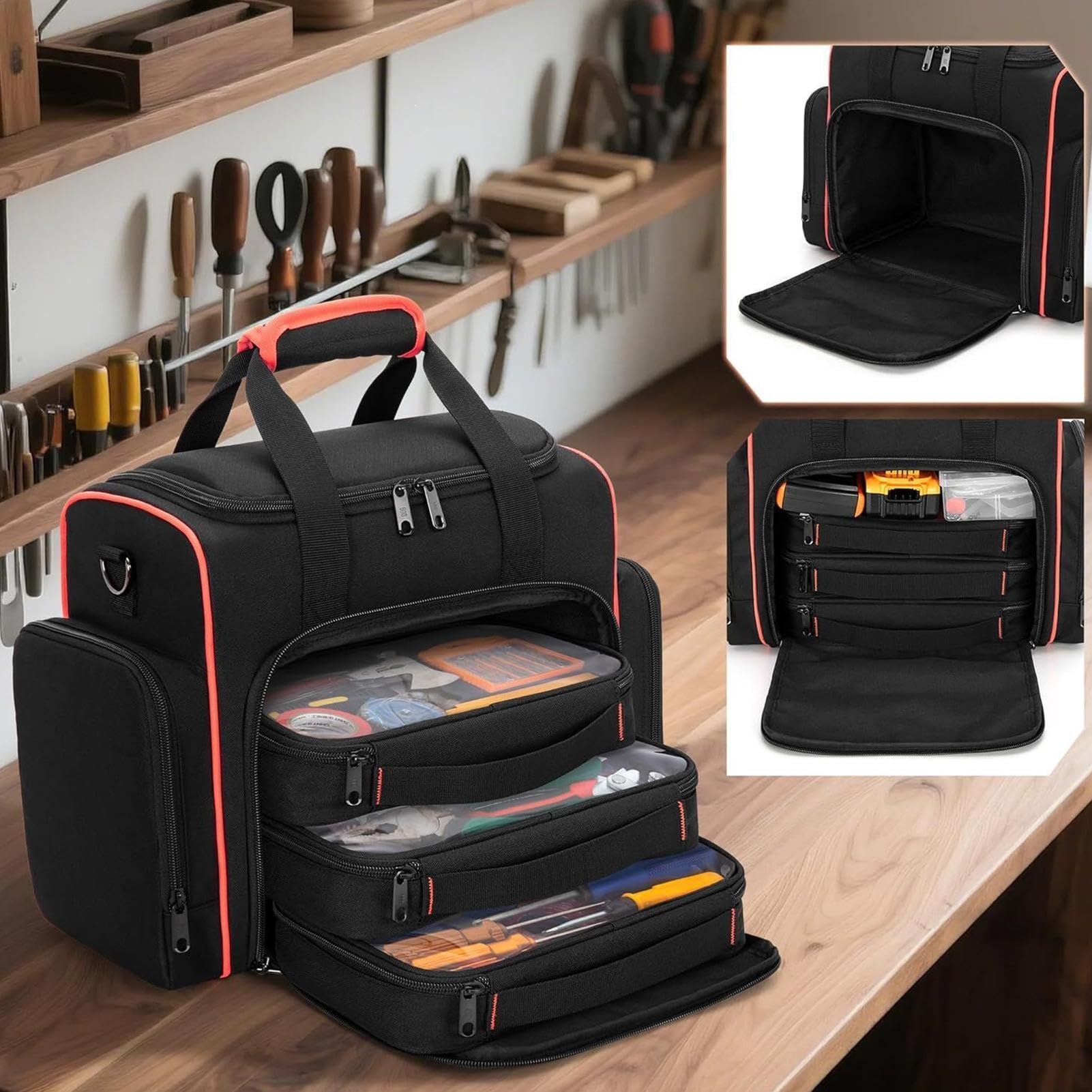 Borsa Portautensili Robusta Portaoggetti Multi-Tasche con Tracolla | Borsa Portattrezzi Per Pinze Chiavi Punte Trapano Riparazioni Idraulici Elettricisti Carpentieri