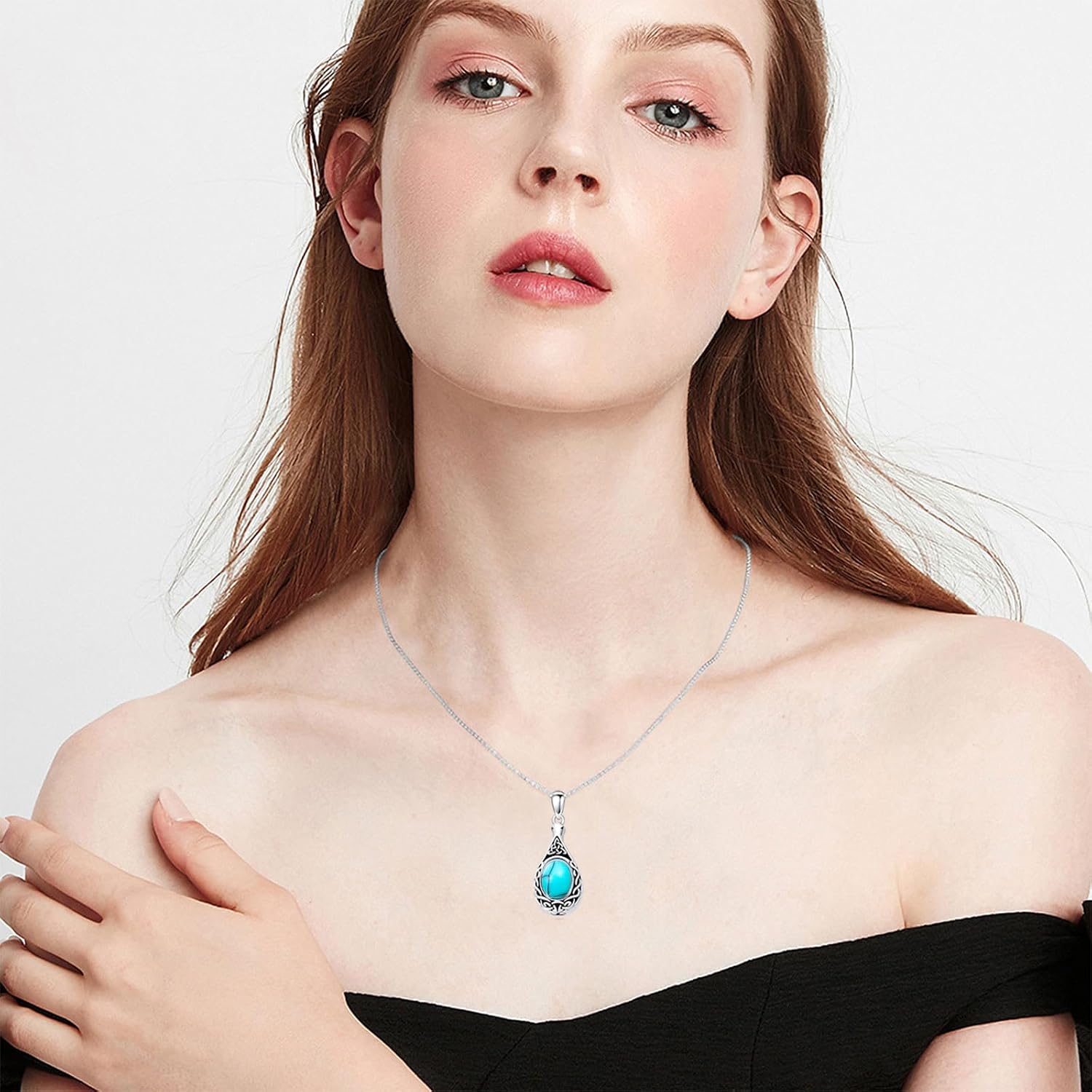 Cremation Jewelry for Ashes Custom Urn Necklace for Ashes for Women Sterling Silver Birthstone/Moonstone/Opal/Turquoise/Larimar/Black Onyx Cremation Jewelry Gift for Women Men Bereavement Gift
