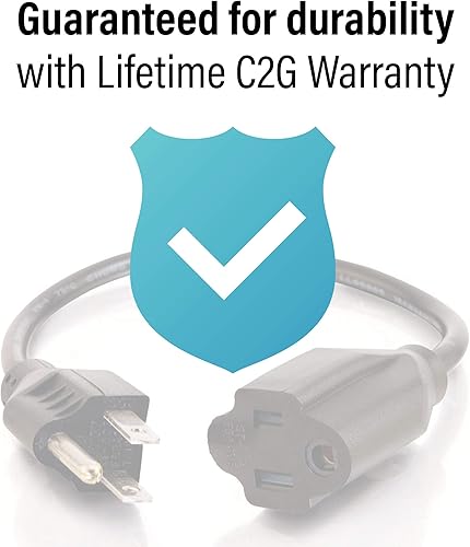Miniatura 8 de Cables To Go Alargue calibre 18 según el sistema de medición AWG, para ahorrar enchufes, con receptor NEMA 5-15 a enchufe NEMA 5-15, color negro.