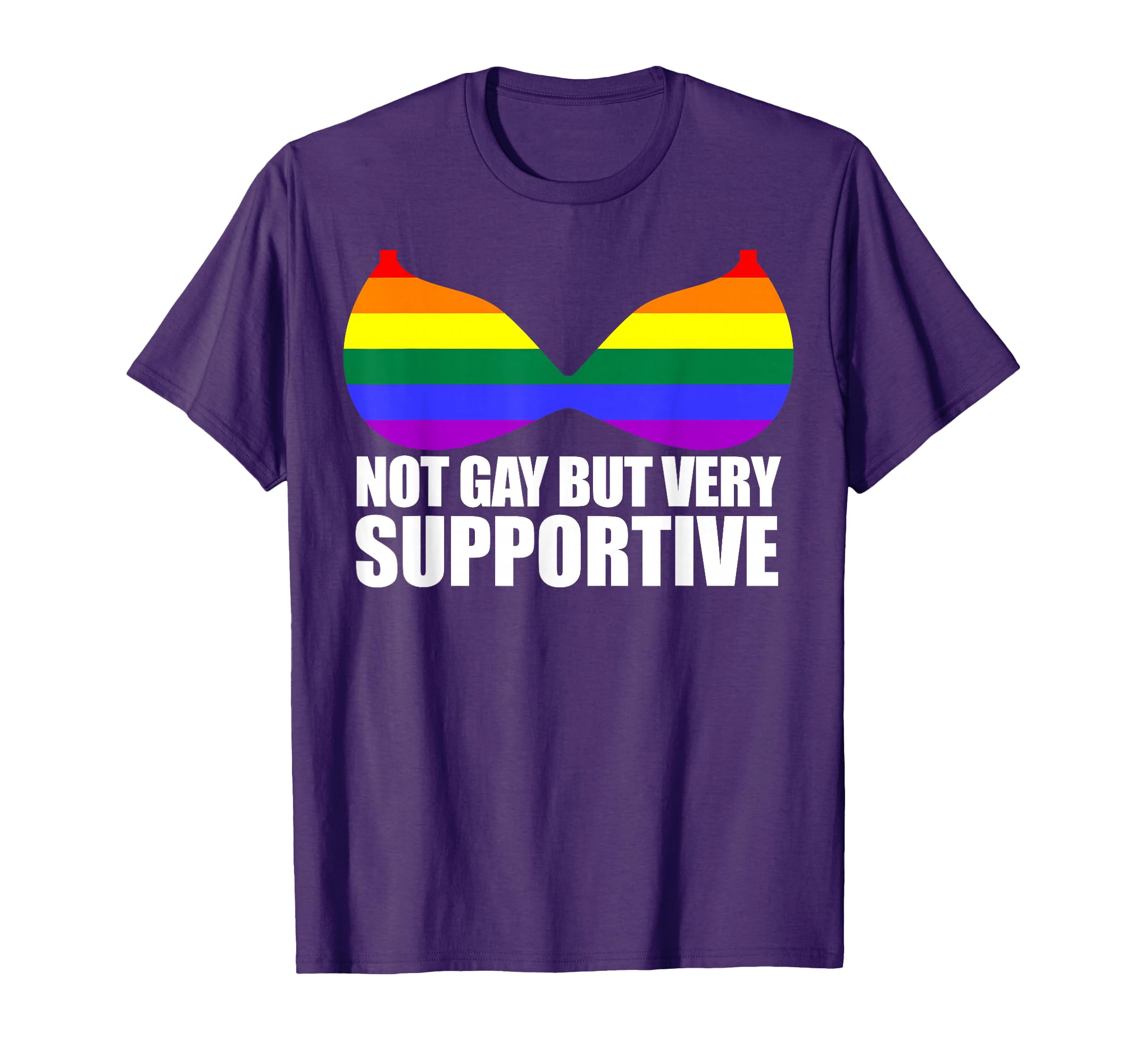 NOT GAY BUT VERY SUPPORTIVE LGBT Rainbow Bra Meme T-Shirt