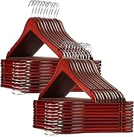 Vista 12 de Casafield - 10 perchas de madera de cerezo para trajes, madera de loto de primera calidad con muescas y gancho giratorio cromado para ropa, abrigos