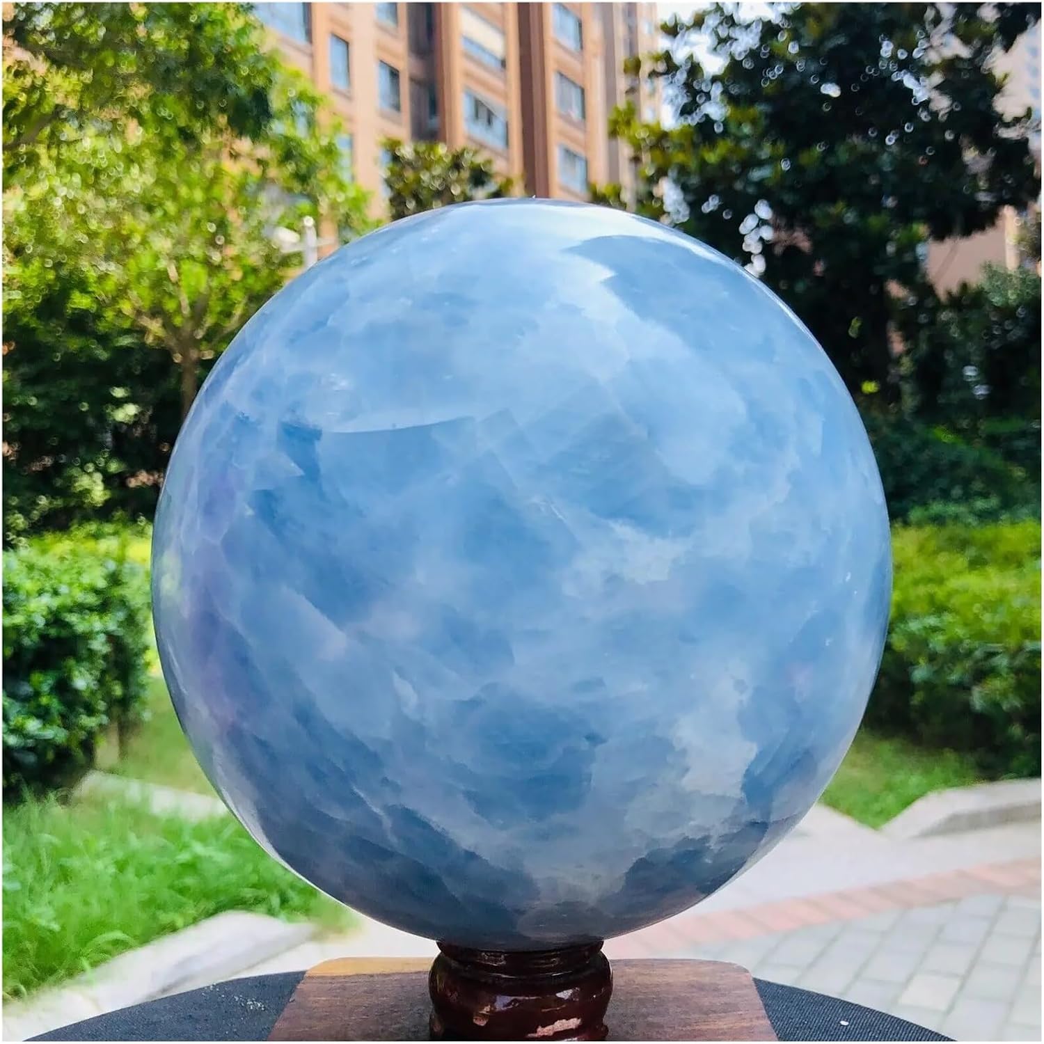 中国古美術・宋汝窯款天青釉「寿成殿」銀口盞托茶器セット・木箱付