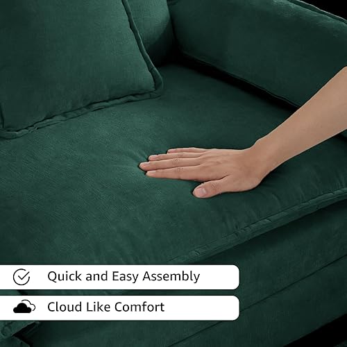 Miniatura 7 de Sofá modular modular de felpilla verde de 81.9 pulgadas para sala de estar, sofá modular de felpilla verde para sala de estar, sofás para sala de