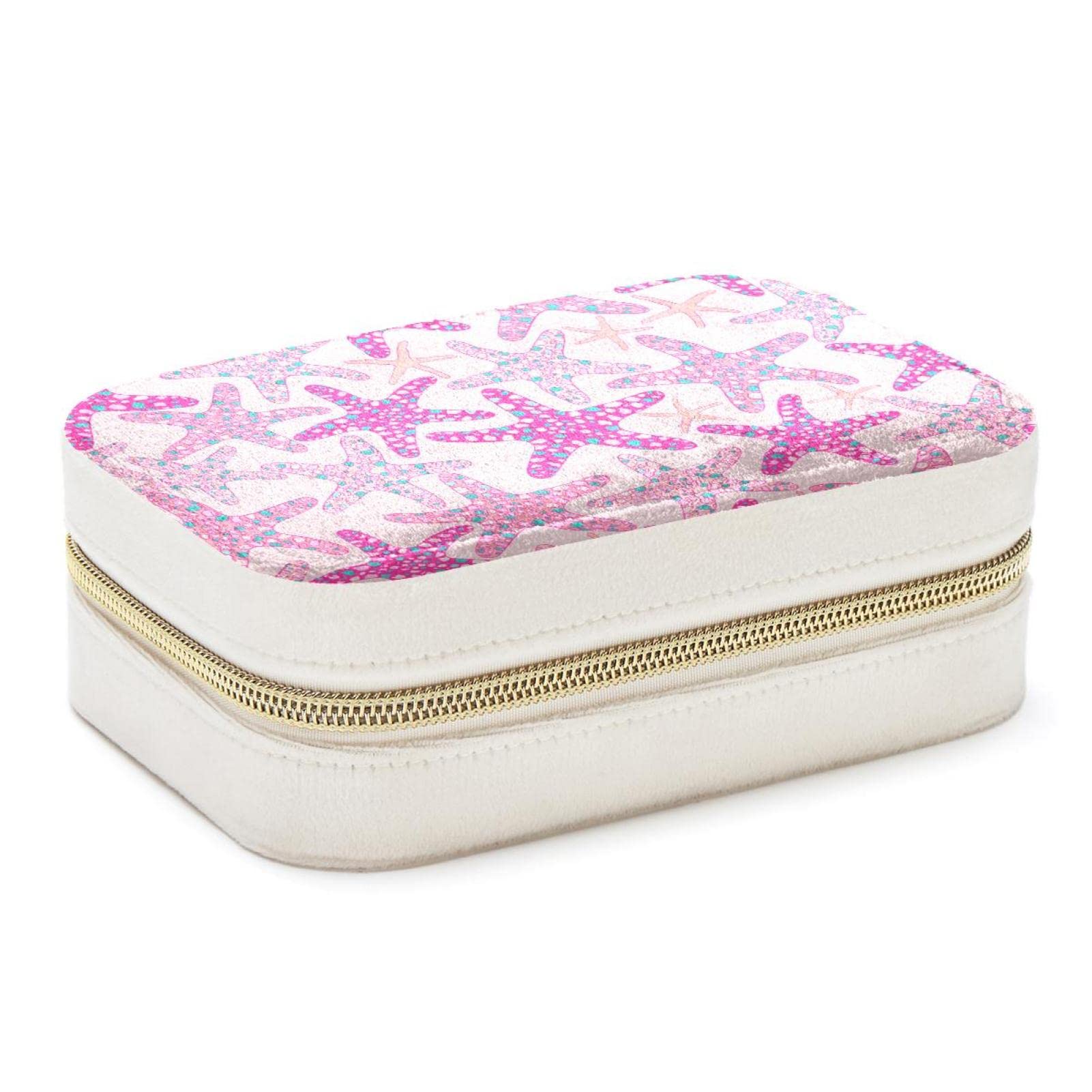 Boîte à bijoux de voyage étoile de mer rose - Mini organisateur bagues et colliers pour fille