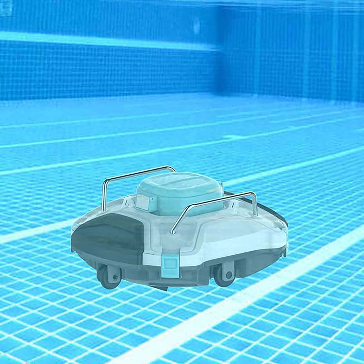 YUNYN Aspirateur de Piscine Automatique, Robot Nettoyeur de Piscine électrique, Robot Nettoyeur de Piscine avec Navigation Intelligente et Filtre à Chargement par Le Haut idéal pour Tous Les Types