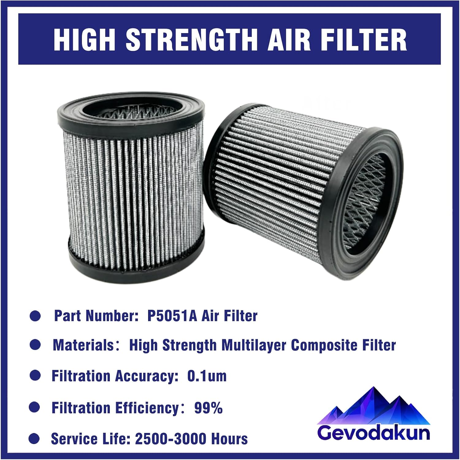 2 Pcs P5051A Air Filter Element Compatible with Champion Air Compressor Replacement Part, Replace P05051A 32165466 32012957 110377E100 1R417