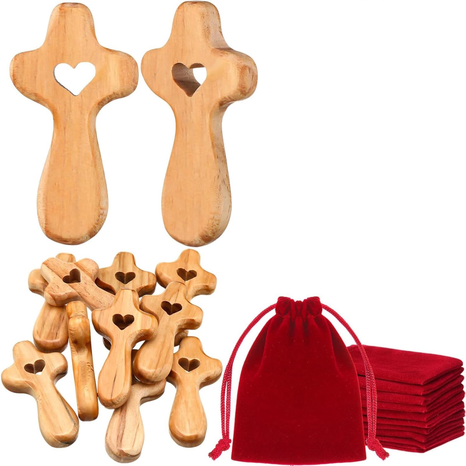 Msioytog 10 Piece Pocket Handheld Set Sacks Spiritual Encouragement Prayer Small Pocket Religious Crosses