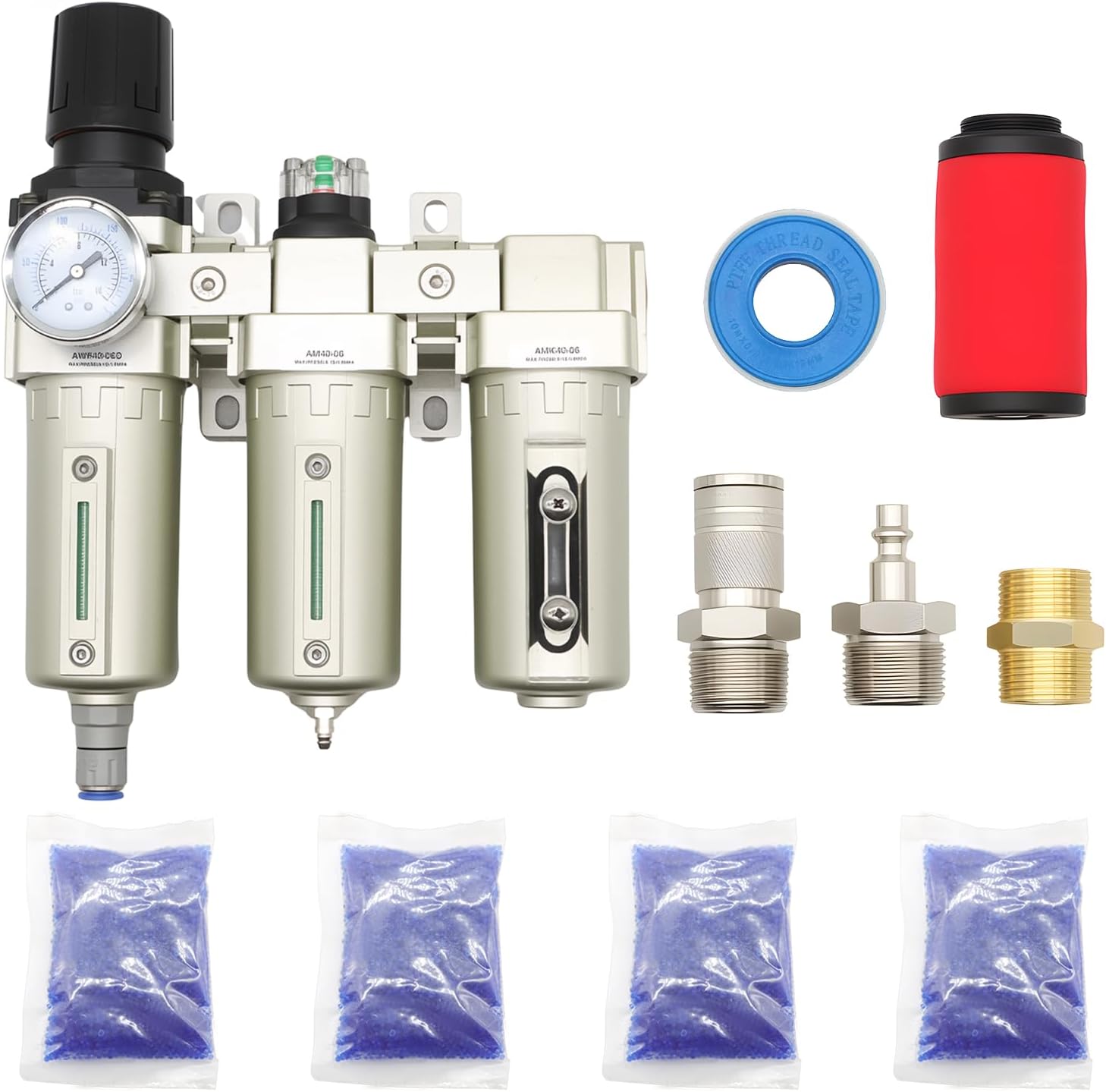 3/4" NPT Industrial Grade 3 Stage Drying System Filter, Coalescing Filter, Desiccant Dryer, Auto Drain, Compatible with Paint Spray, Plasma Cutter (3/4" NPT)