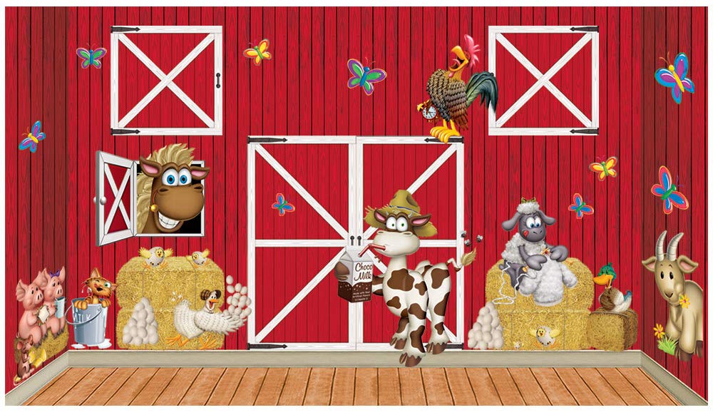 Beistle S29AZA Barnyard Assortment Photo Backdrop, Birthday Decorations, Plastic, Multicolor