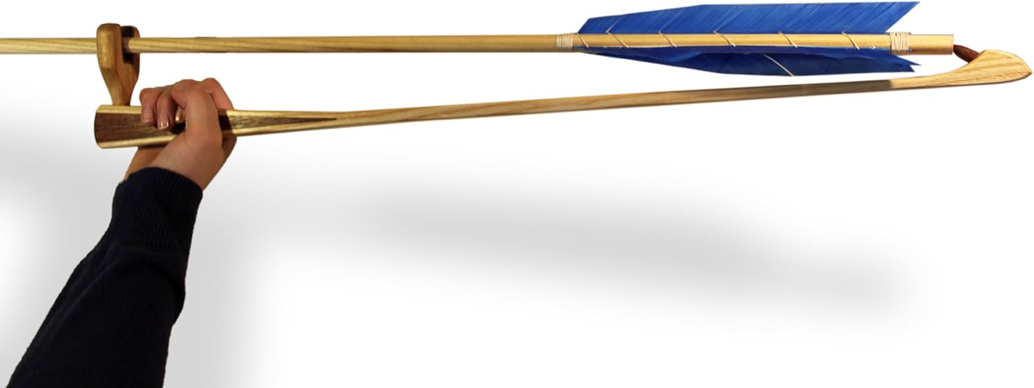 Wedge Handle Kanakadea Atlatl and Three Six Foot Fletched Darts