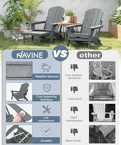 Miniatura 32 de Silla Adirondack ajustable con otomana retráctil, juego de 2, silla Adirondack plegable de polietileno de alta densidad con soporte para tazas