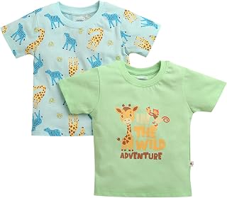 BUMZEE Boys Cotton Animal & Graphic Print Half Sleeve T-Shirt Pack of 2 Price In India
