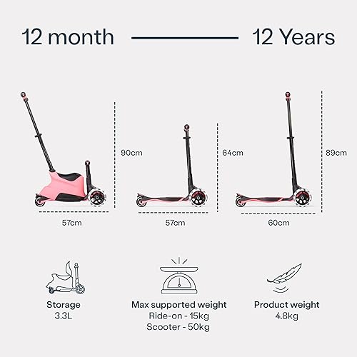 Miniatura 6 de smarTrike Xtend - Scooter de juguete para niños de 1 a 12 años, scooter plegable para niños con ruedas LED XL