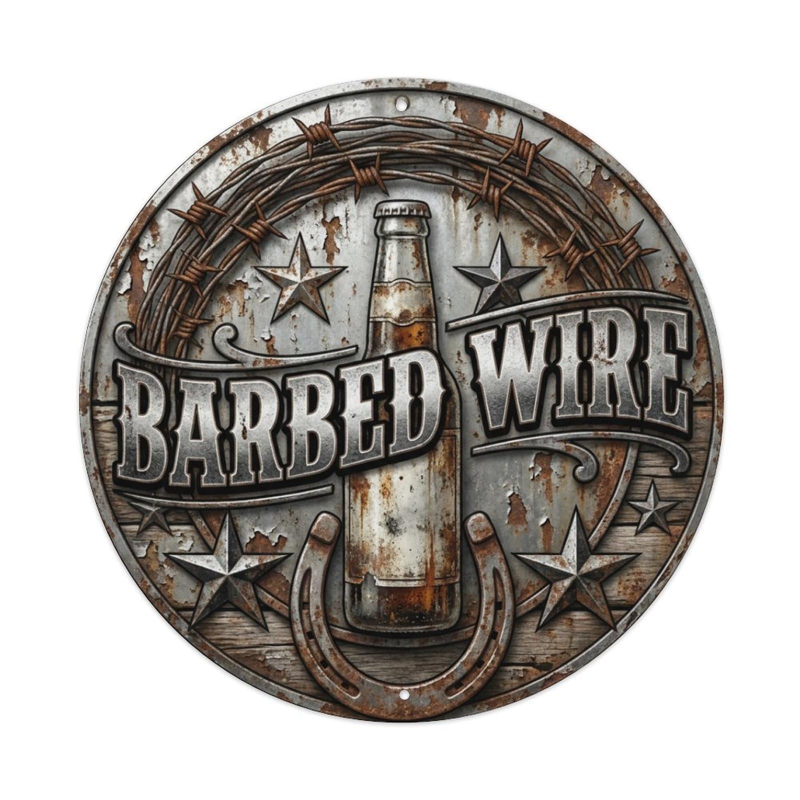 Vintage Beer Western Cowboy Barbed Wire Retro Bar for Pub Metal Tin Sign