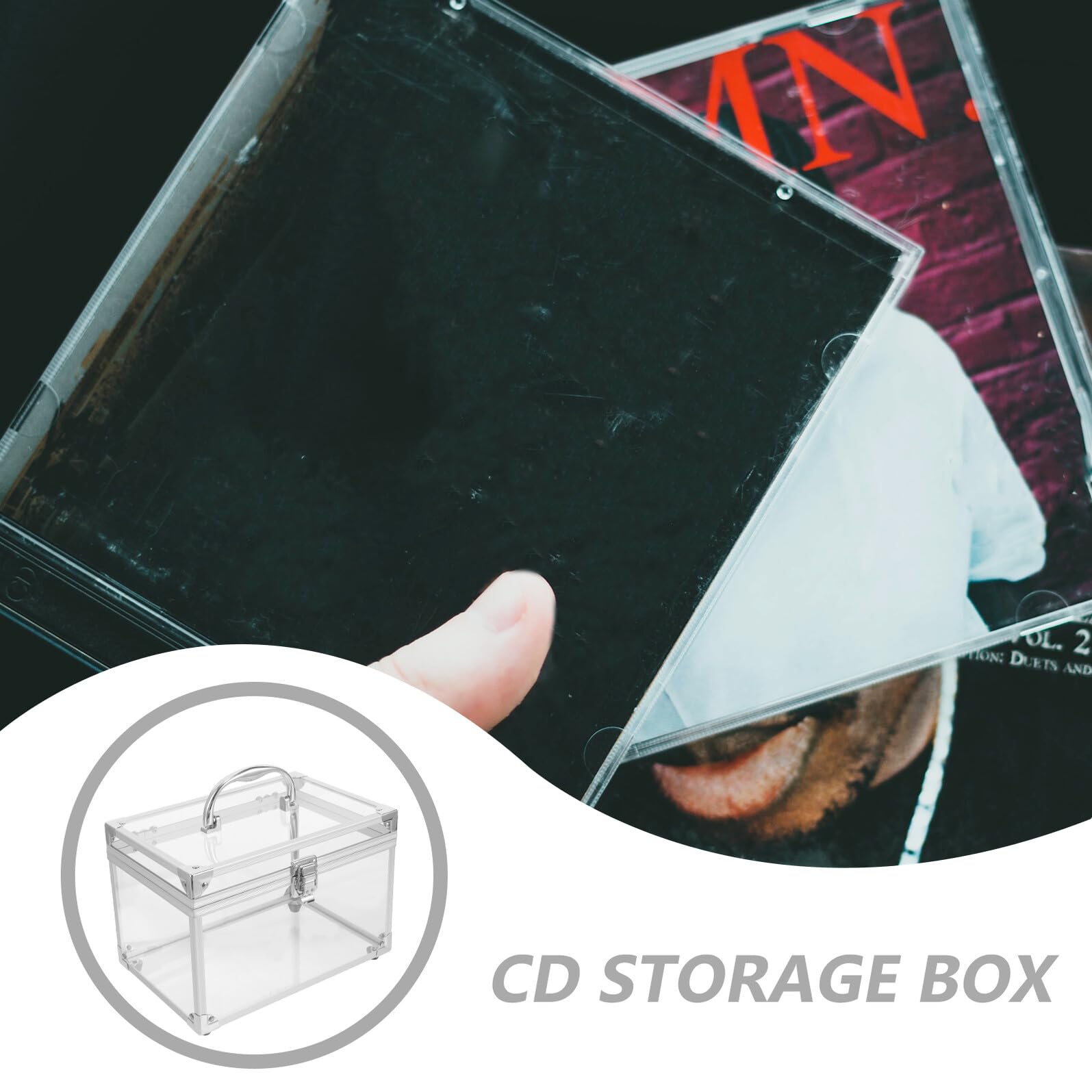 Contenitore Porta CD in Acrilico Argento, Organizer Facile da Riporre con Capacità per Dischi, per Casa e Ufficio
