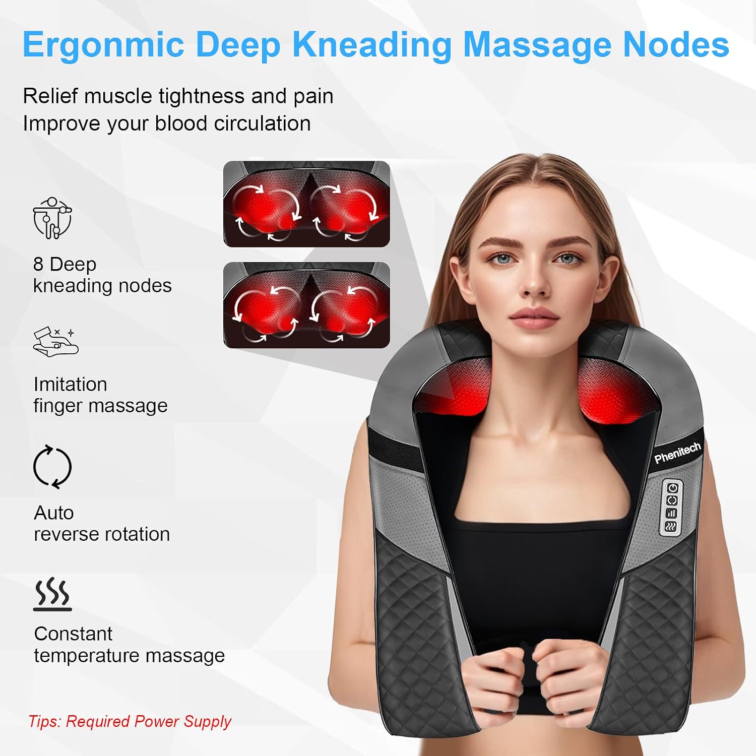 Shiatsu Neck and Back Massager with Heat-3D Deep Tissue Kneading Pillow for Pain Relief,Neck and Shoulder Massager for Full Body Muscle Relaxation for Home/Office/Car Use,Gift for Men Women