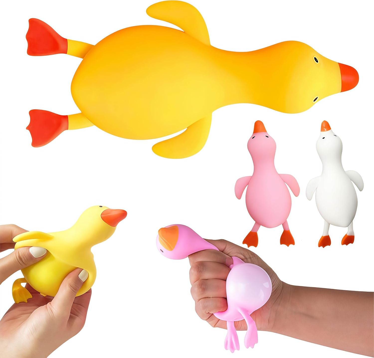 Duck Squishy Stress Relief Squeezing Squishy Ducks for Adults，Anti-Stress, Help Anxiety , Sensory Toys，Cute Anxiety Relief Fidget Toy，Squeeze Decompression Dough，Party Goodie Bag (Yellow)