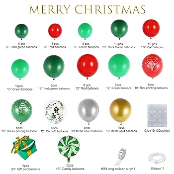 クリスマス バルーン グリーン Amazon | Wecepar クリスマスバルーン ガーランド アーチキット
