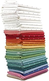 Bee Cross Stitch Fat Quarter Bundle (31 Pieces) by Lori Holt for Riley Blake 18 x 21 inches (45.72 cm x 53.34 cm) Fabric cuts DIY Quilt Fabric