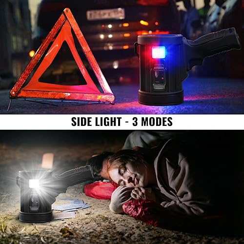 Miniatura 5 de Foco recargable, 99,000 lm súper brillante de mano luz LED linterna de alto lúmenes, reflector grande al aire libre con paneles solares y luz COB