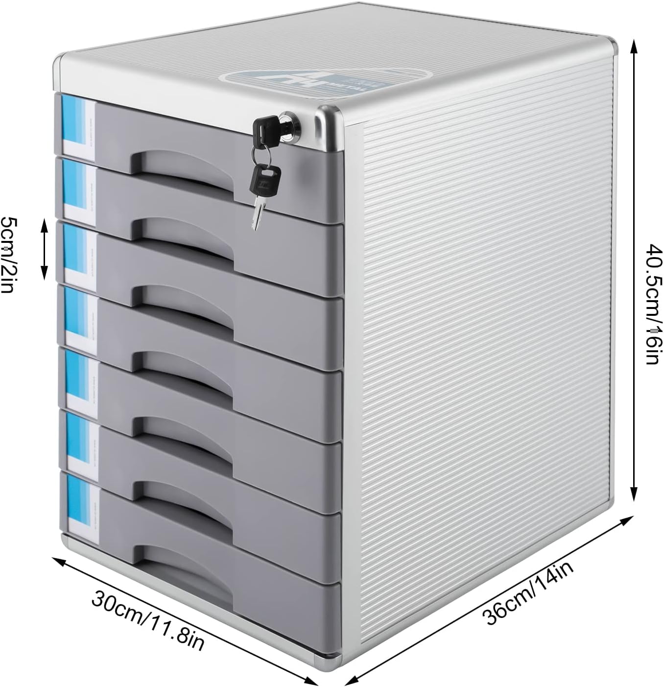 Classeur de Bureau à 7 Niveaux avec Serrure, Organiseur de tiroirs pour la Maison, Le Bureau ou lécole (7layers)