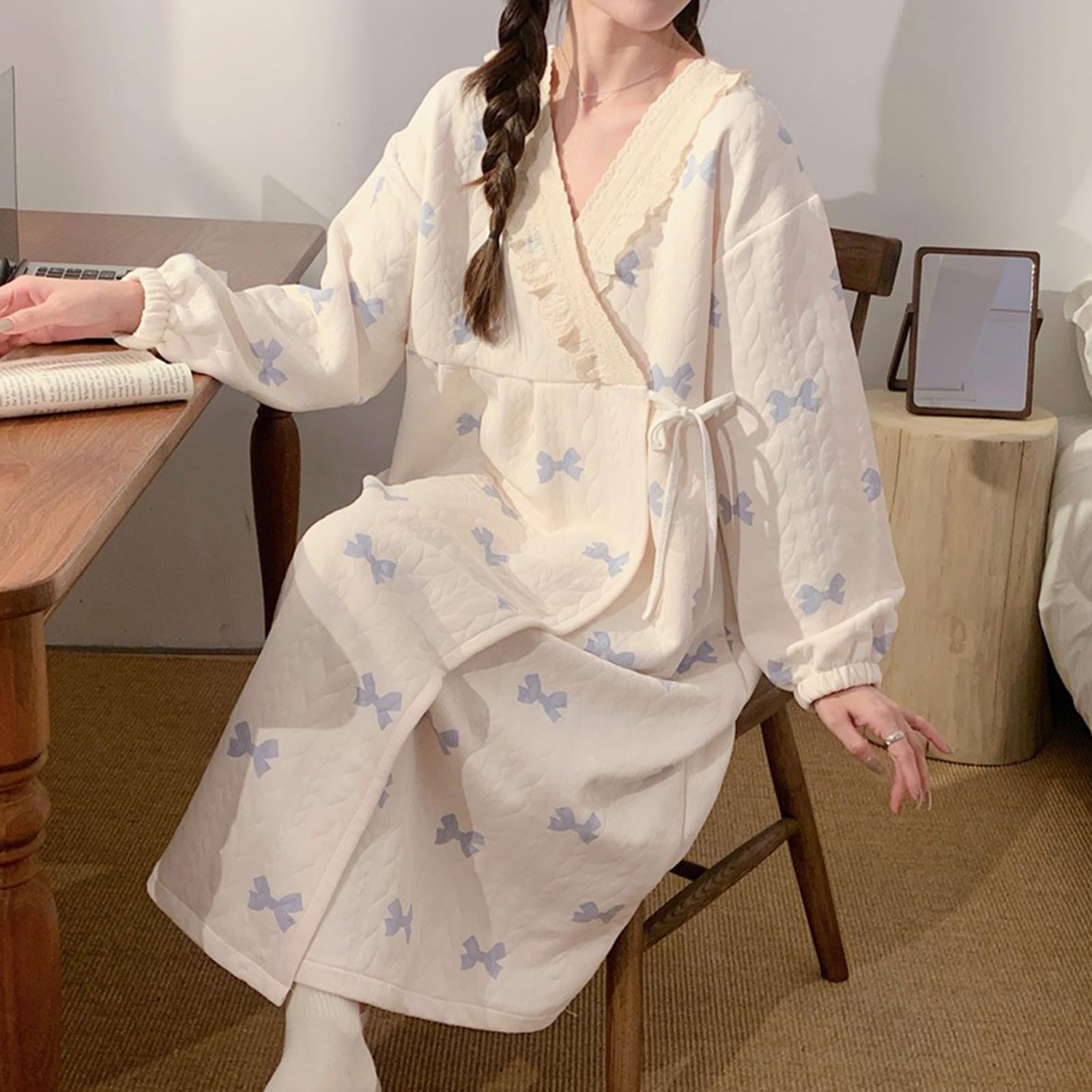 Conjunto de pijama de maternidad de invierno de algodón suave con capas térmicas para el embarazo, cómodo, vestido de noche suelto, ropa de dormir para el hogar, ropa de descanso de algodón