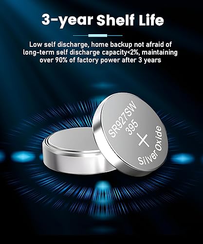 Miniatura 5 de YKM 395 Watch Battery SR927SW 395399 LR927 AG7 HIgh Capacity Silver Oxide 1.55V Button Batteries 20 Pack