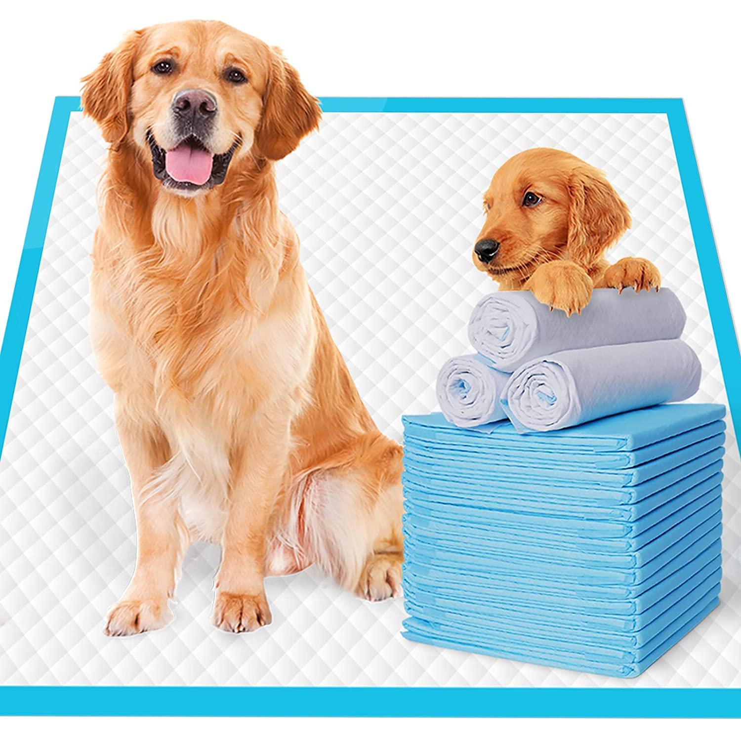 60pcs, 90x60 cm XL Size,Training Pee and Potty Pads with Quick Drying Surface and Absorbent Core,Suitable for Small,Large Breed Puppies,60 Count,Size: XL,L-60 cm X H- 90cm